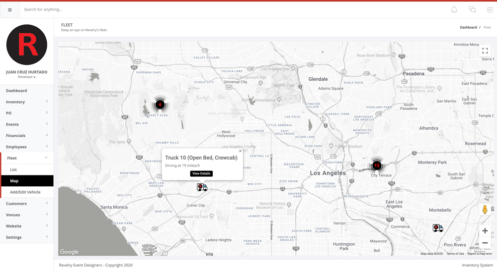 Fleet tracking screen